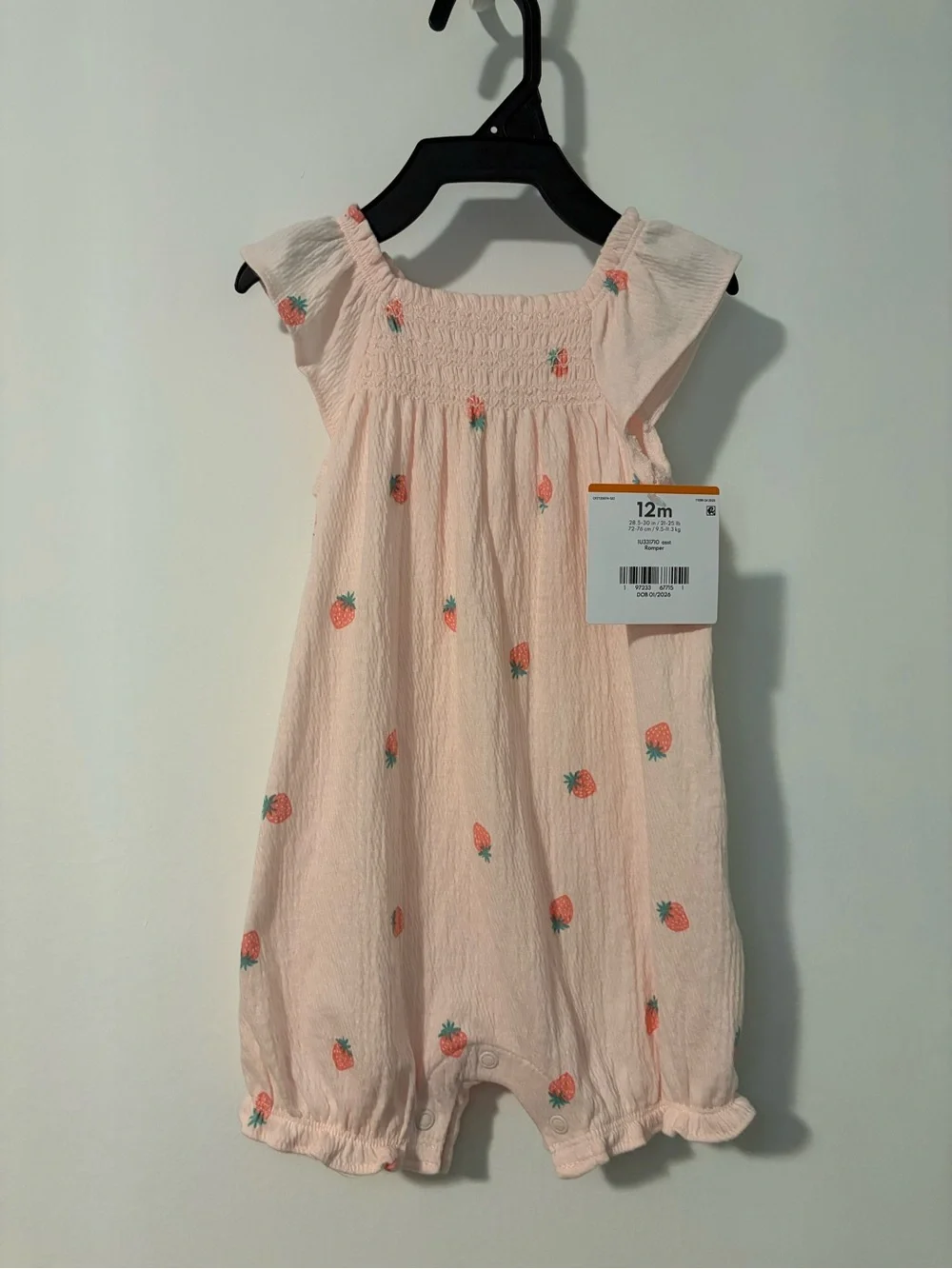 Pink Strawberry-Print Baby Girls' Romper